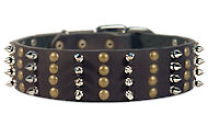 K-9 dogs Spike Studded Dog Collar/2 inch wide Leather Studs collar