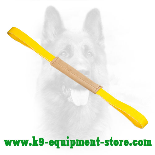 Buy Genuine Leather Dog Bite Tug Nylon Handles Canine Training