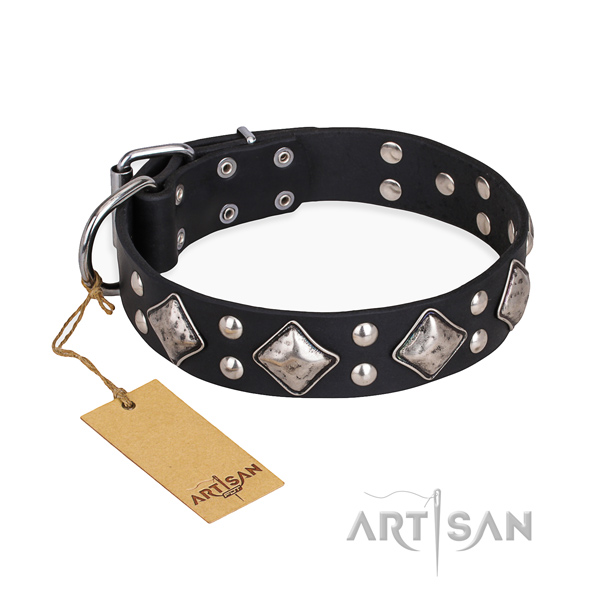 Easy wearing inimitable dog collar with rust-proof traditional buckle