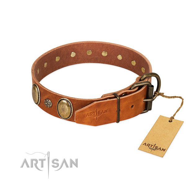 Handy use reliable leather dog collar