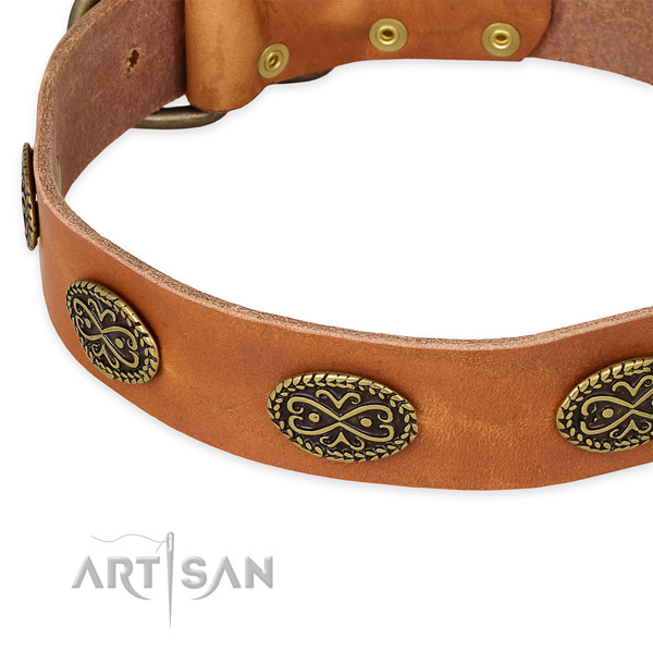 Perfect fit full grain natural leather collar for your lovely dog