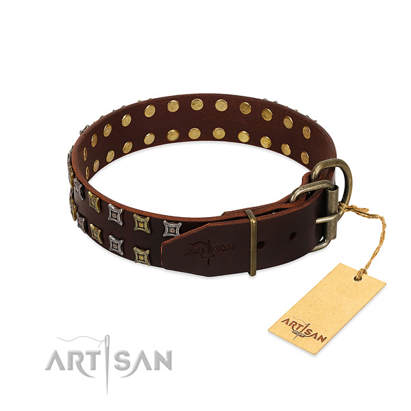 Gentle to touch genuine leather dog collar created for your four-legged friend