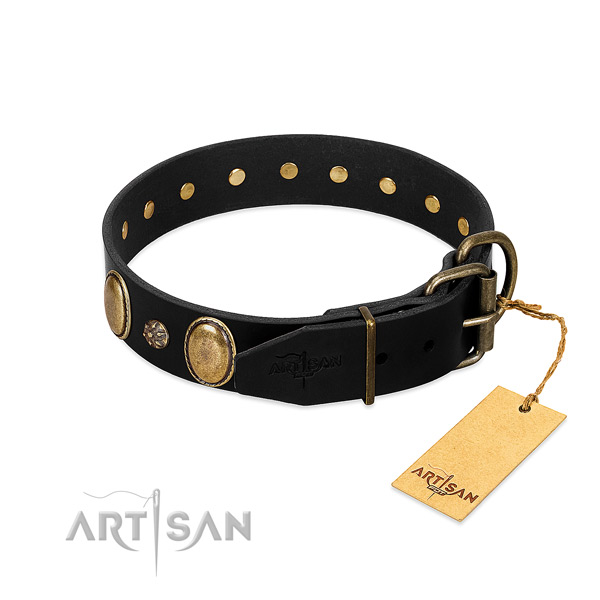 Comfortable wearing top notch genuine leather dog collar